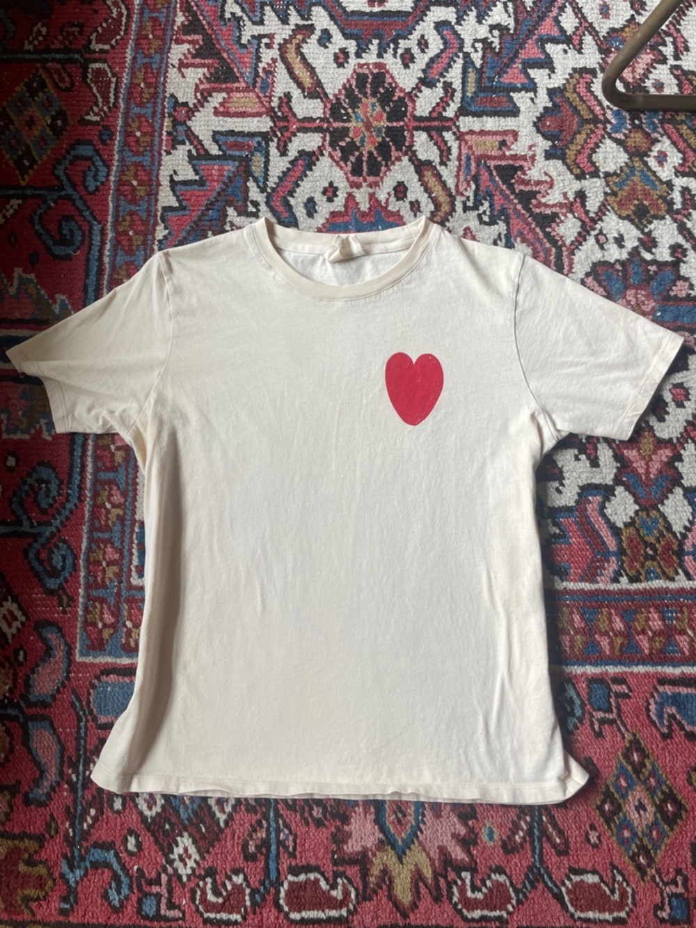 Sezane Cream T‑Shirt with Red Bobo Chooses Heart